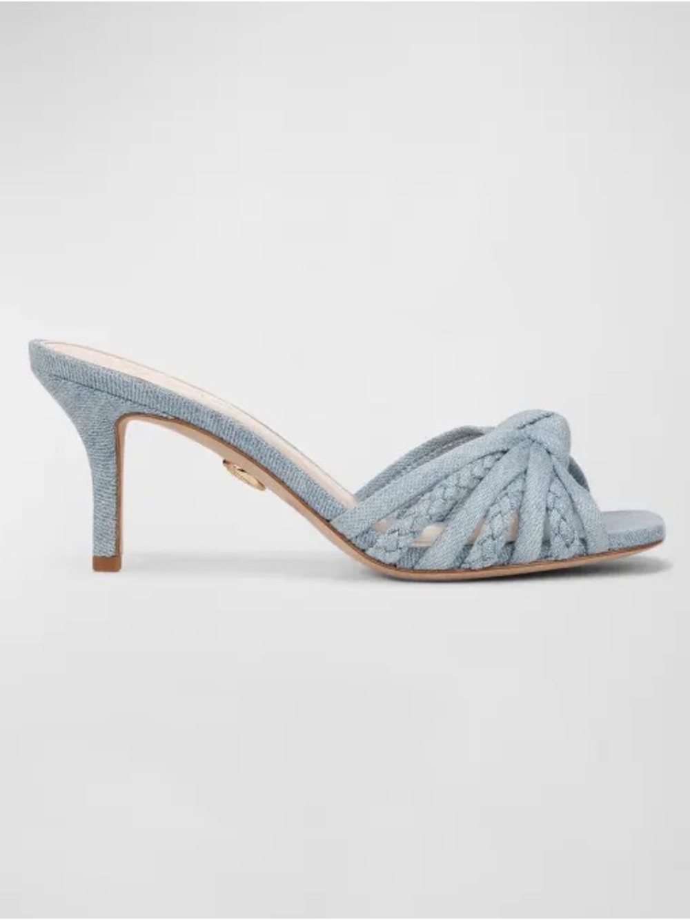 Veronica Beard Misa Braided Denim Knot Kitten Heel Sandals 7.5 - Picture 2 of 10